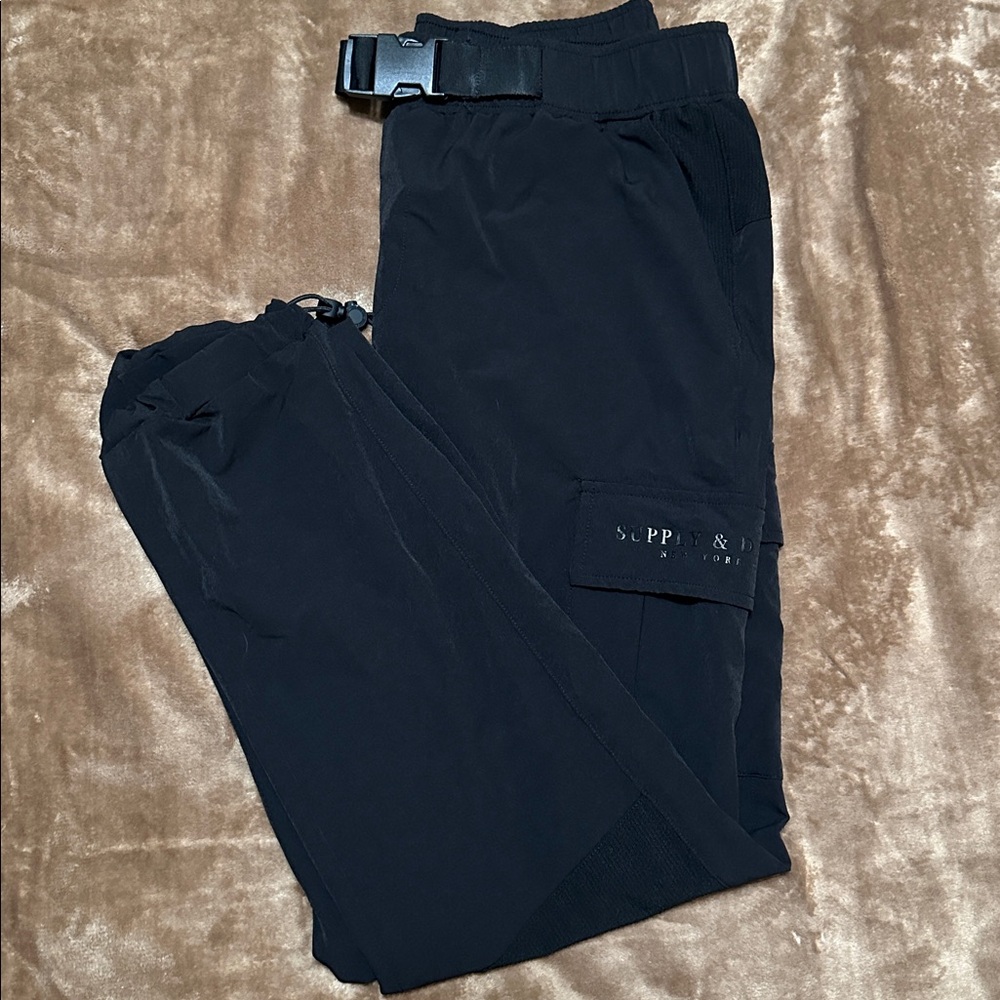 Men's Black Cargo Pants with Belt